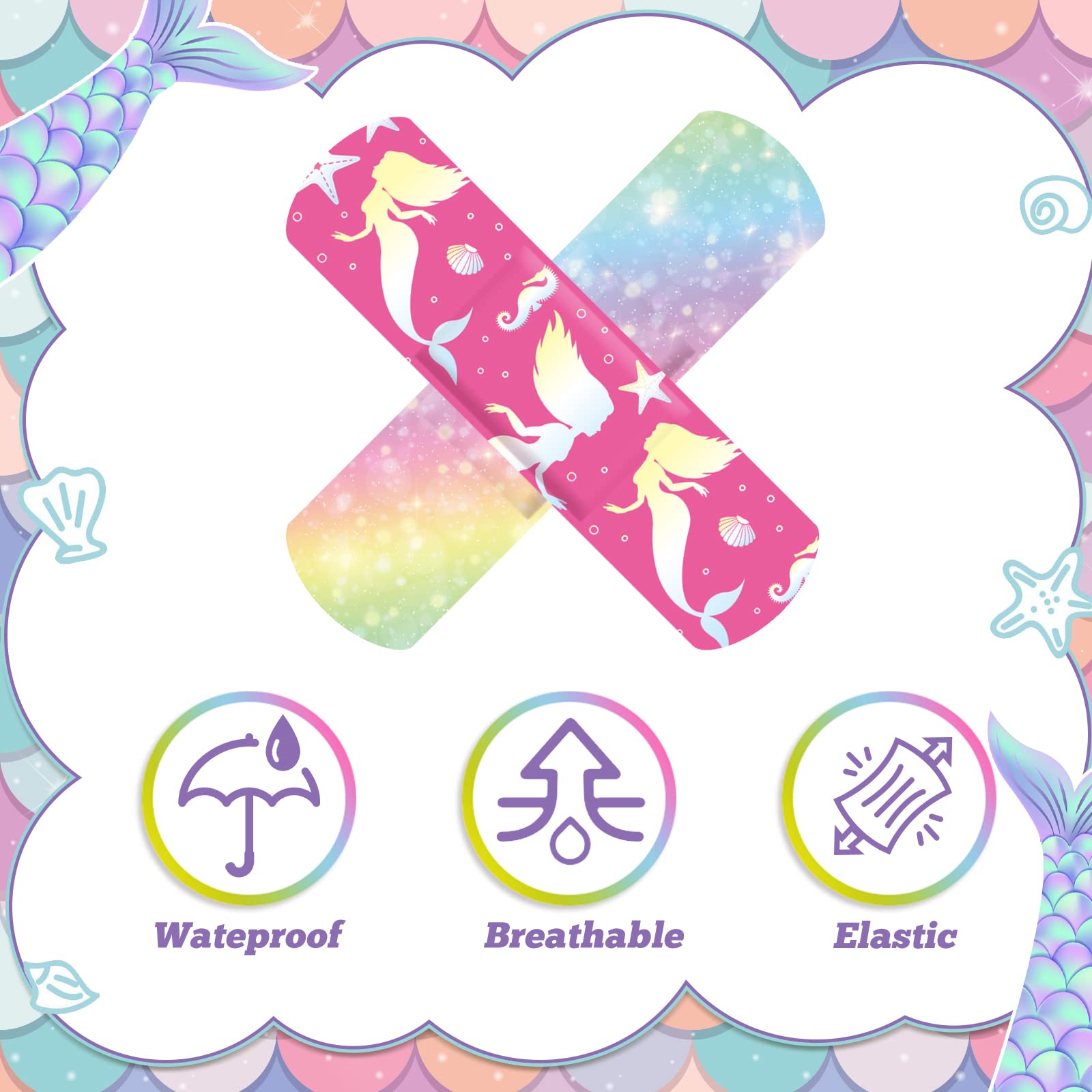 Panelee curitas sirena para rasguños infantiles, cuidan la herida con estilo.