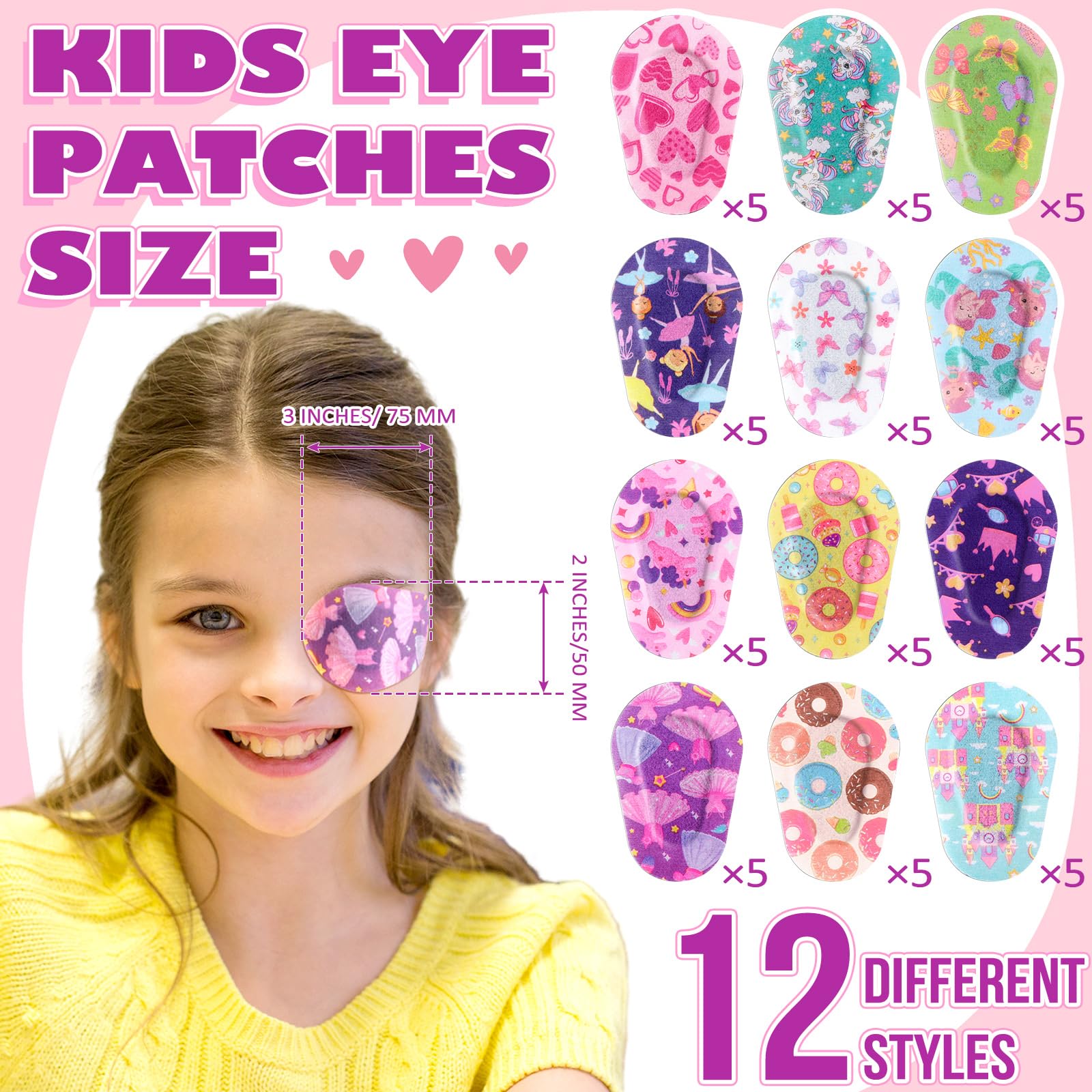 Panelee eye patches donut pattern for kids, cheerful look and secure adhesion