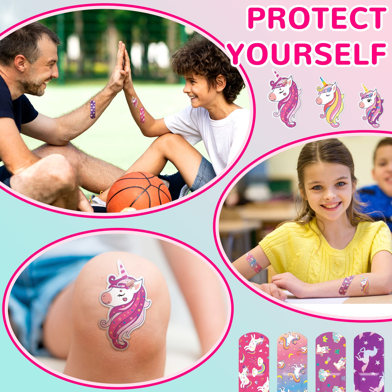 Panelee kid-friendly unicorn designs make first aid comforting for kids.