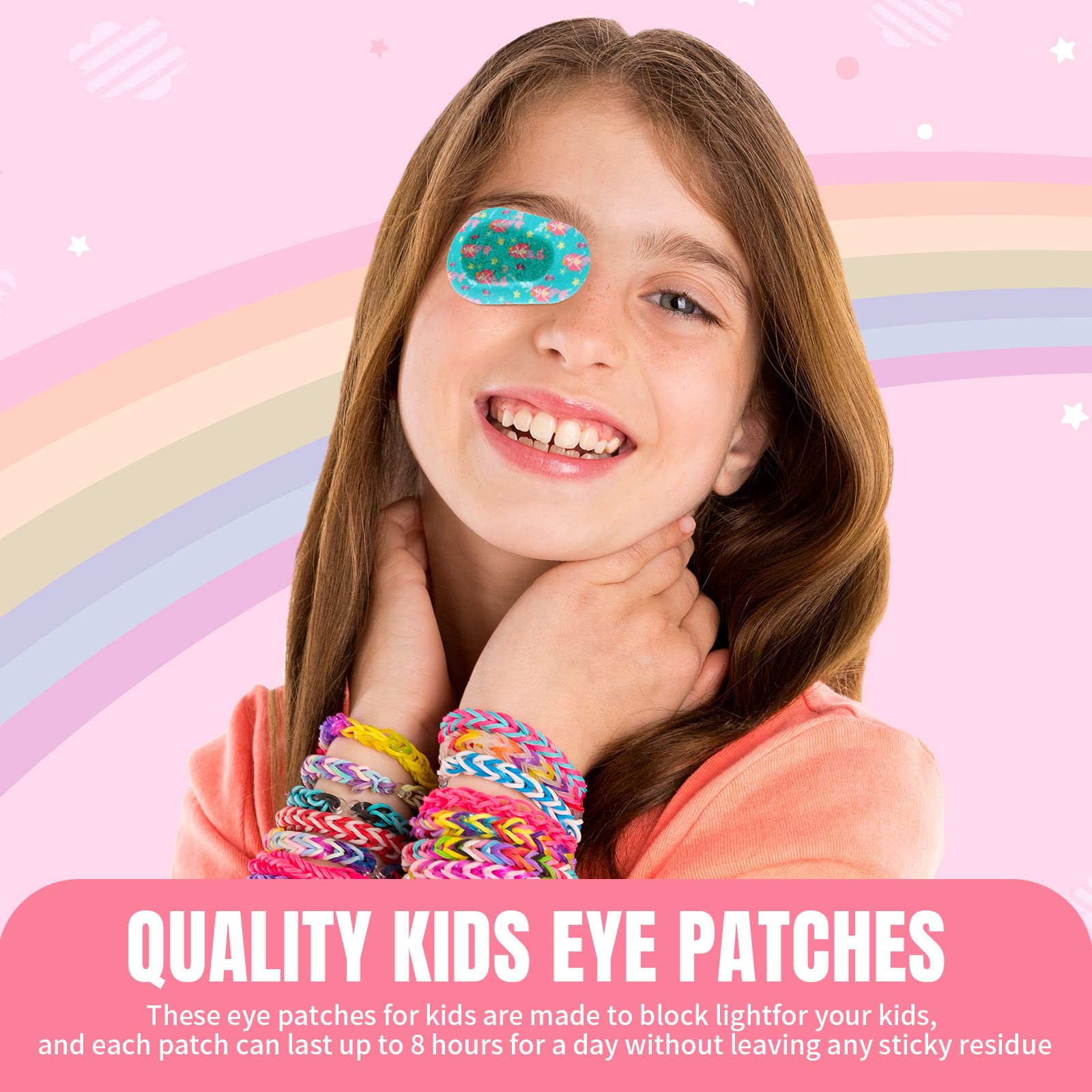 Panelee parches oculares para niñas con corazones; coloridos y cómodos para horas.