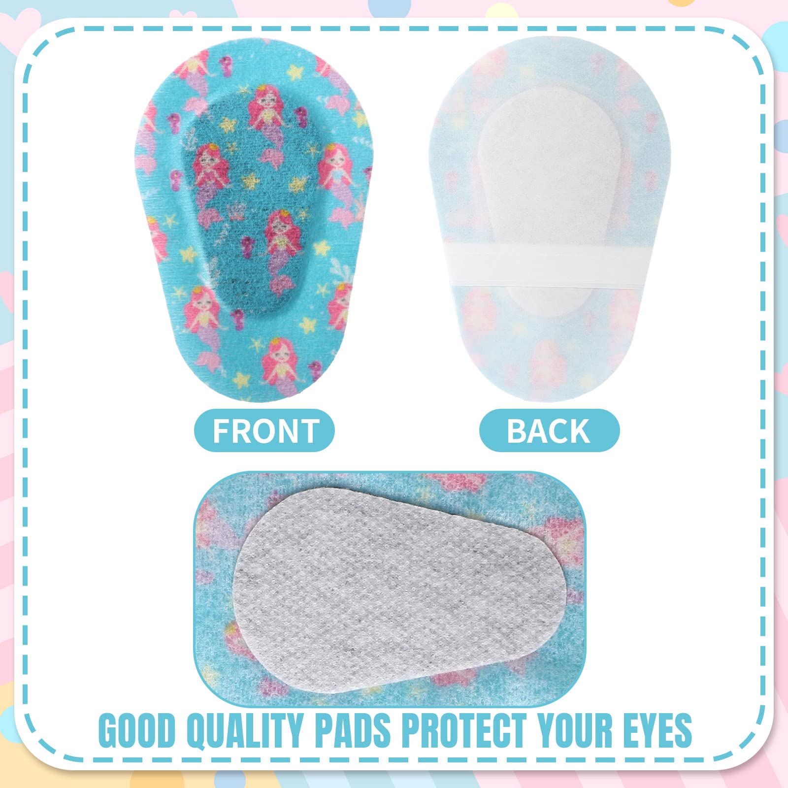 Panelee parches oculares para niñas con mariposas; textura suave y uso prolongado.