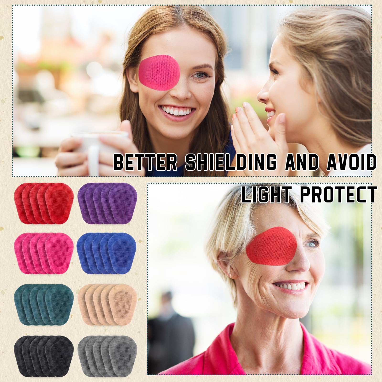 Panitay eye patch size 3.3 x 2.3 inches; easy to apply and remove.