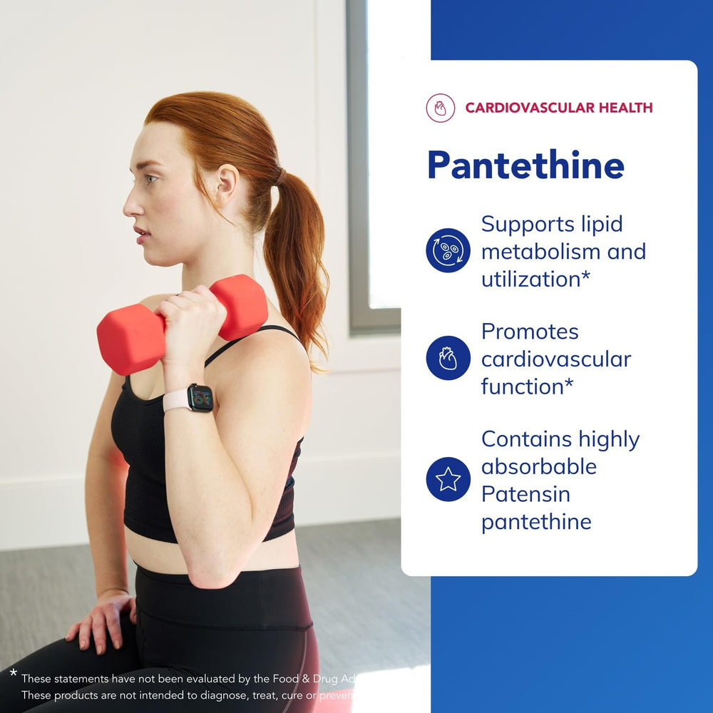 Pantethine bottle on desk for easy daily use.