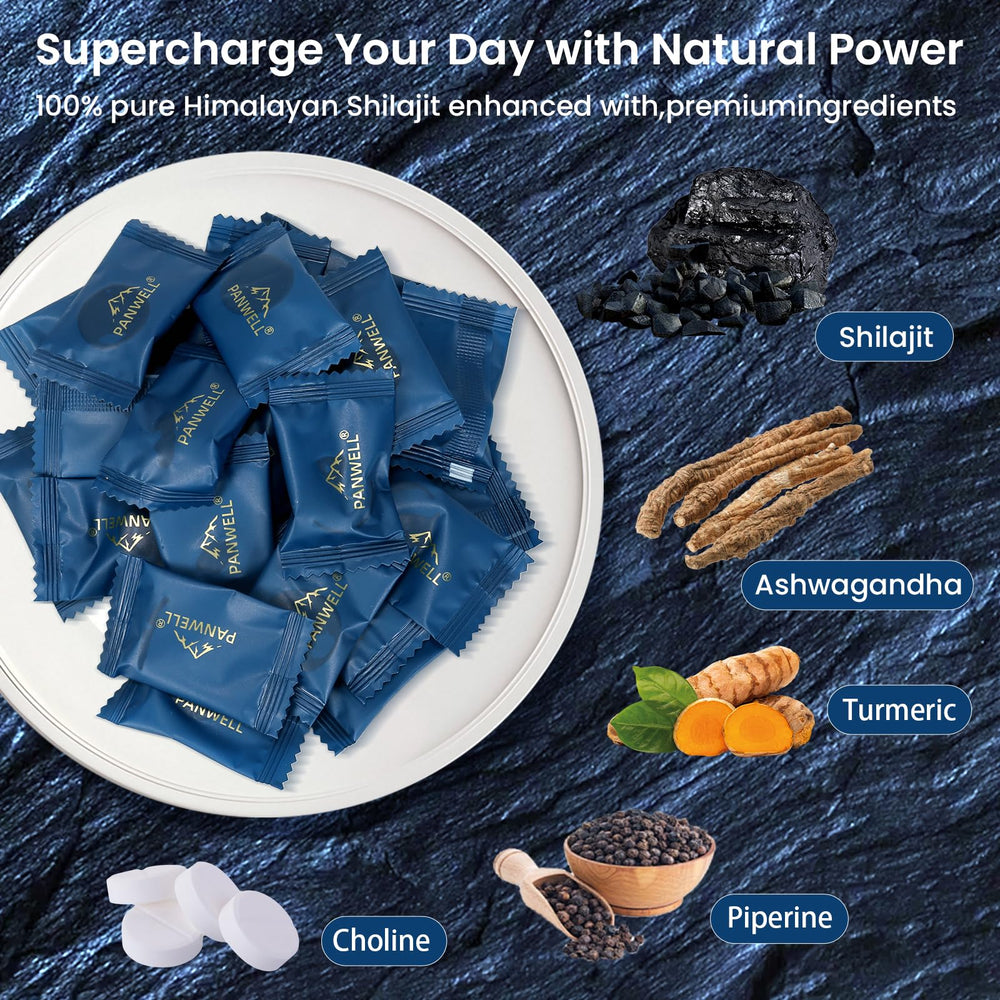 PANWELL Shilajit Gummies with ashwagandha and gaulshura focus for stress balance.