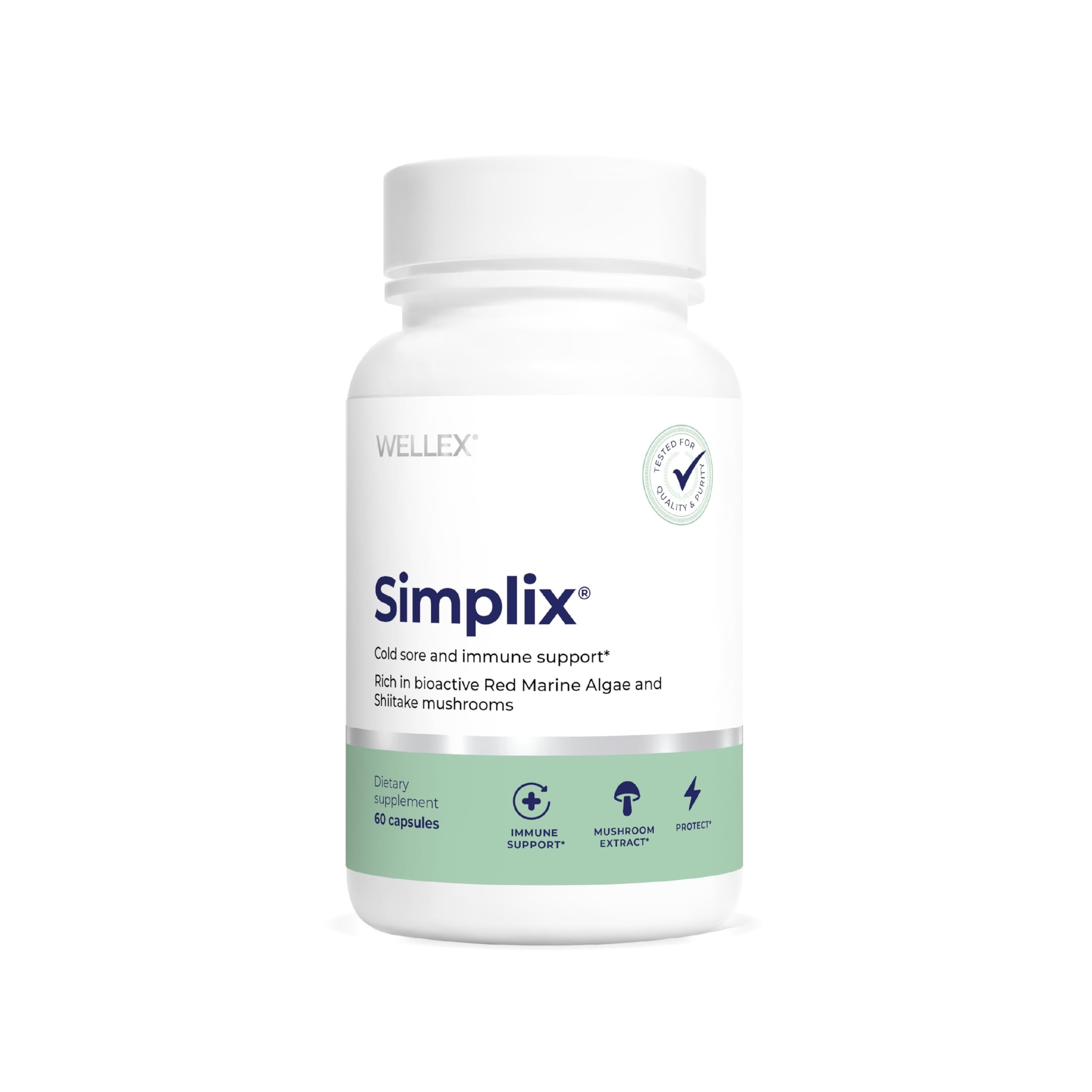Papillex Simplix immune bottle shows daily vegan capsules for immune support.