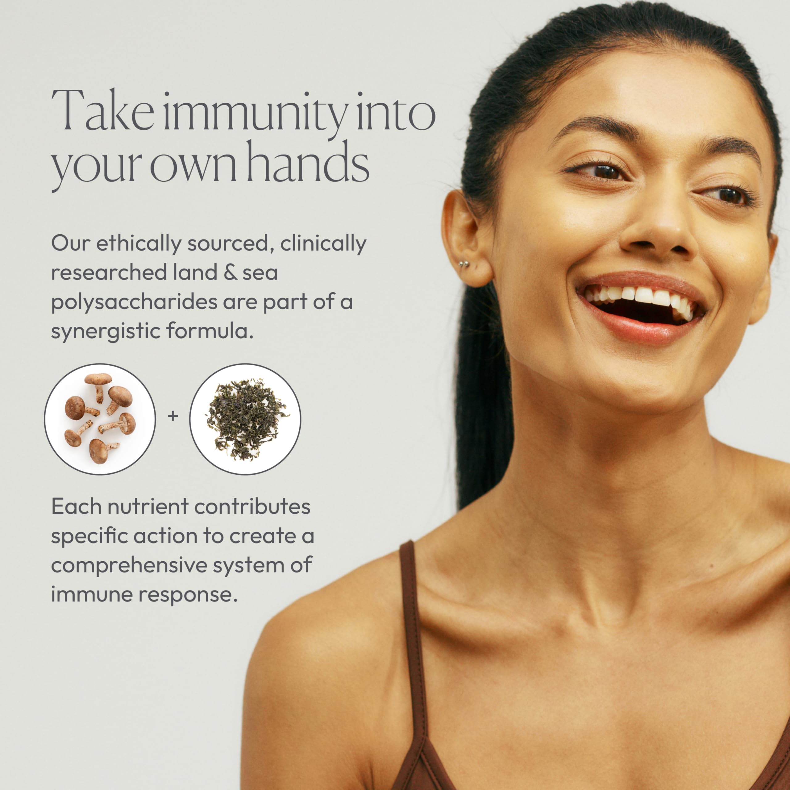 Papillex Simplix ingredients image highlights mushrooms and seaweed for nutrient-rich polysaccharides.