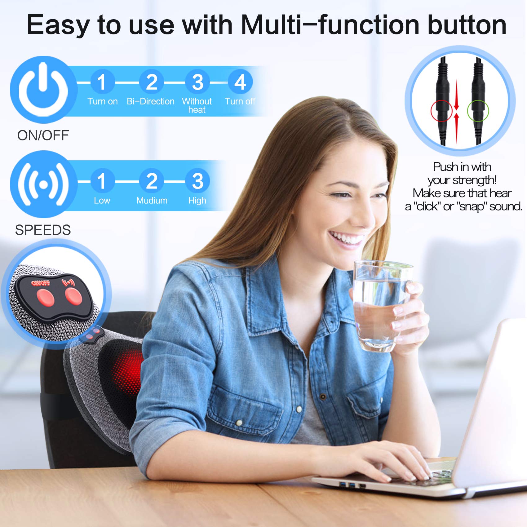 Papillon back and neck massager on a couch illustrating ergonomic home use.