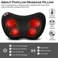 Papillon massage pillow on shoulder for versatile use