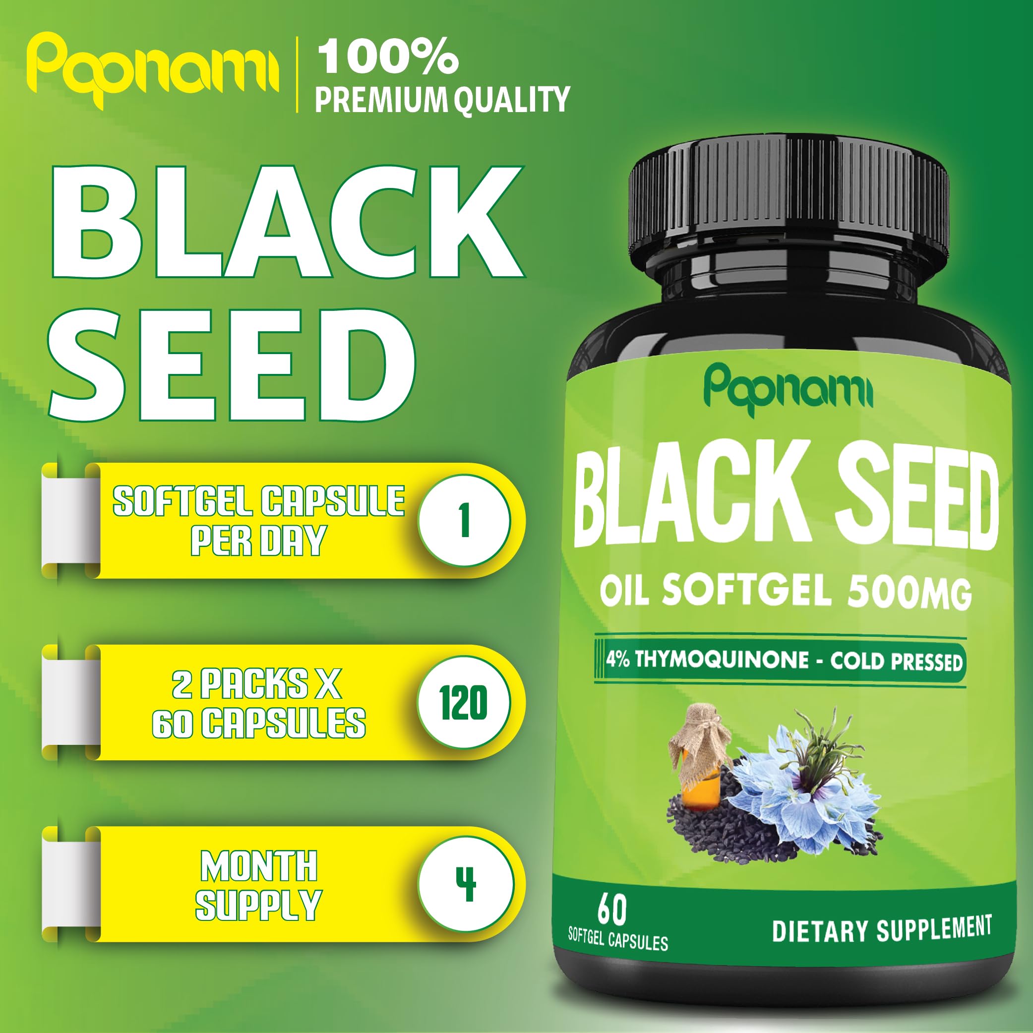 Papnami softgel capsules lineup highlighting 500mg potency.