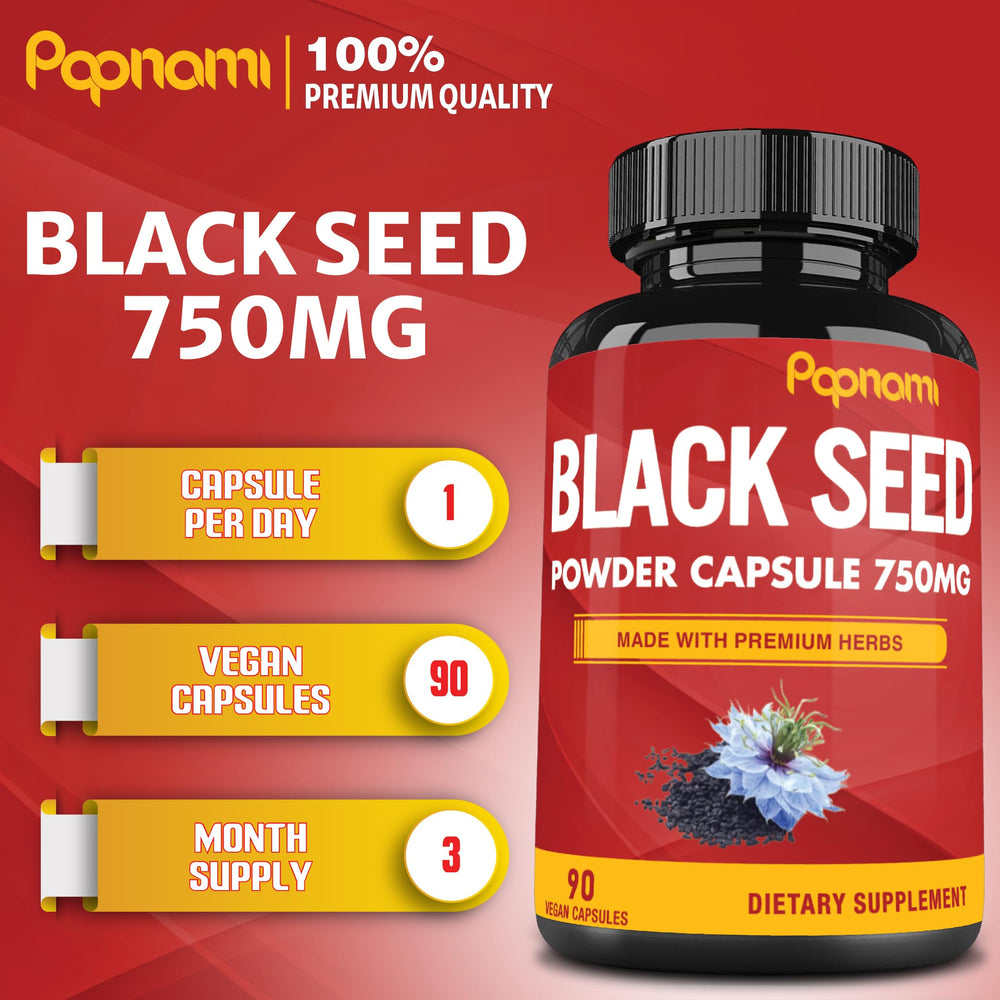 Closeup of Papnami black seed capsules for easy daily use.