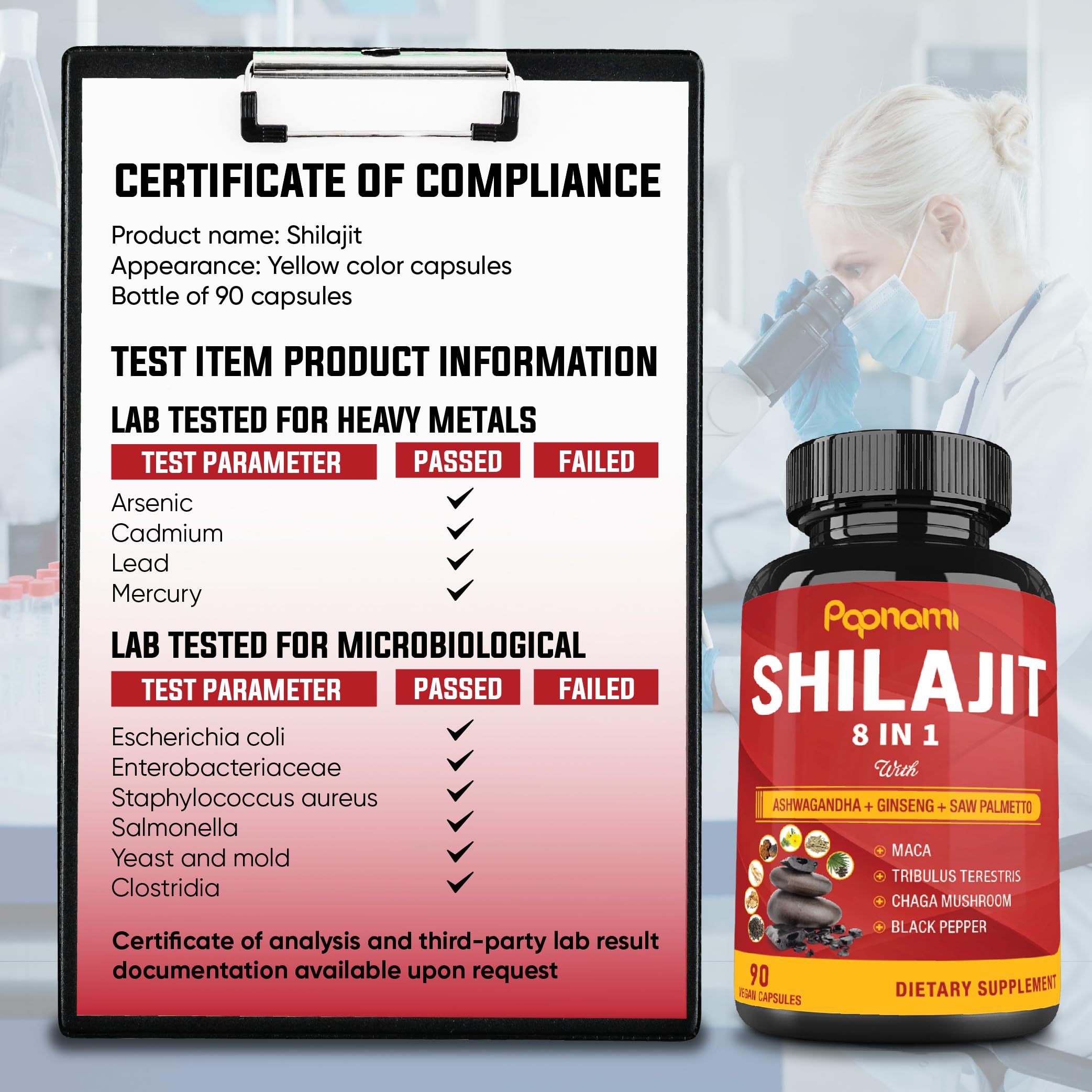 Papnami Shilajit Himalayan capsules closeup: premium texture and quality to notice.