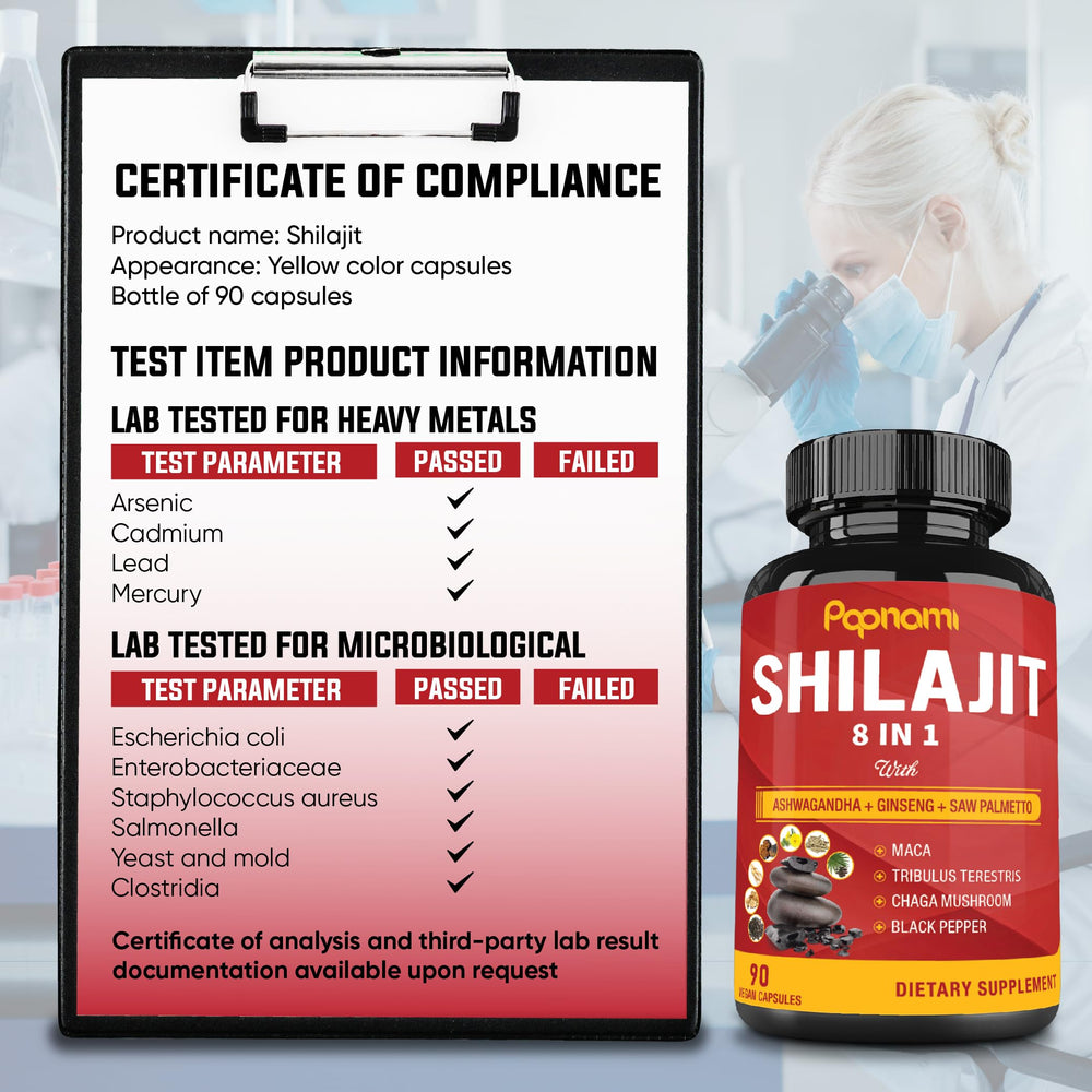 Papnami Shilajit Himalayan capsules closeup: premium texture and quality to notice.