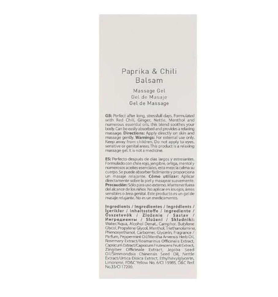 Paprika Thermal Body Gel fast-absorbing texture ideal before exercise