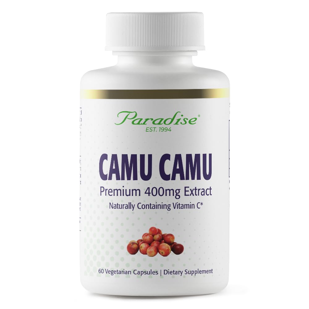 Paradise Herbs camu camu capsule bottle for daily vitamin C support