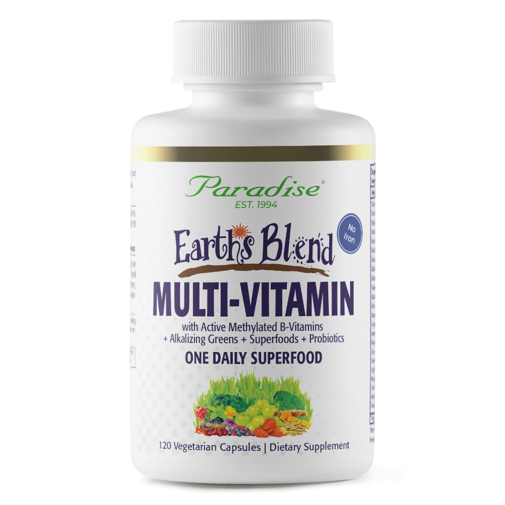 Paradise Herbs Earth's Blend bottle front view supports daily energy and nourishment