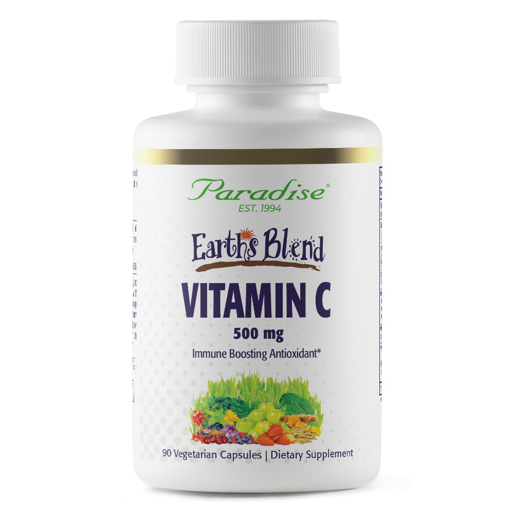 Paradise Herbs Earth's Blend Vitamin C bottle front for daily immune support.