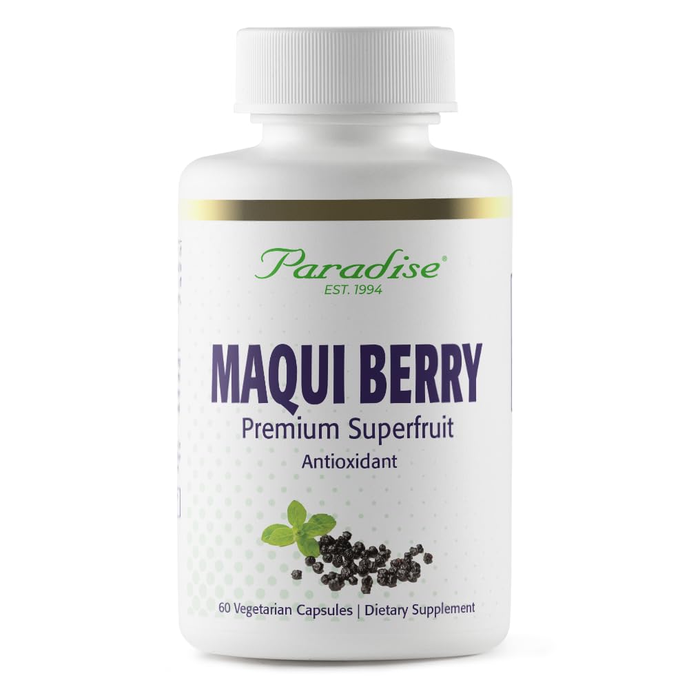 Paradise Herbs Maqui Berry Extract bottle on shelf for daily antioxidant support.