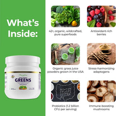 Paradise Herbs ORAC Energy Greens shake in a glass after blending