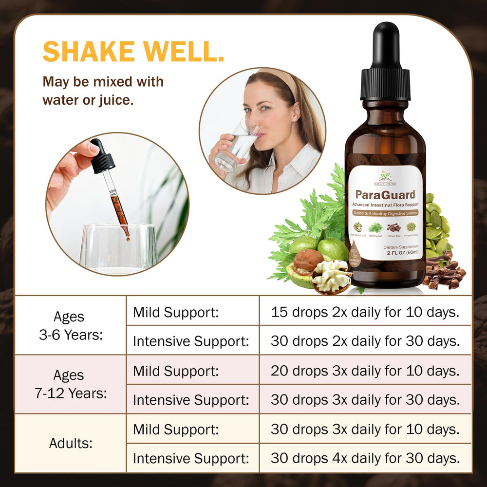 ParaGuard Cleanse Liquid dosing scene shows simple intake.