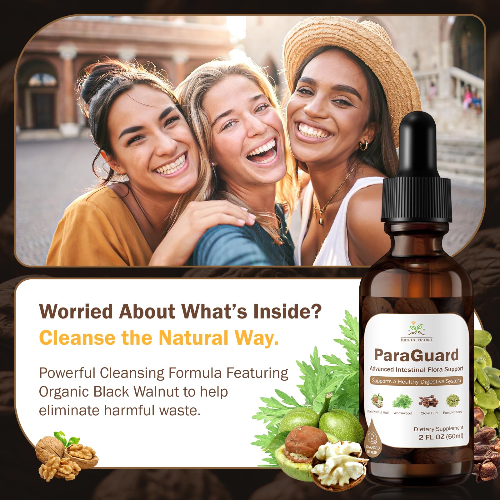 ParaGuard Cleanse Liquid label closeup highlighting organic ingredients.