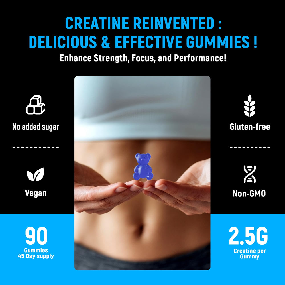 Parhaat Creatine Monohydrate Gummies blueberry flavor illustrated with taste appeal