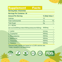 Parhaat EAA Gummies label highlights complete amino acid profile.