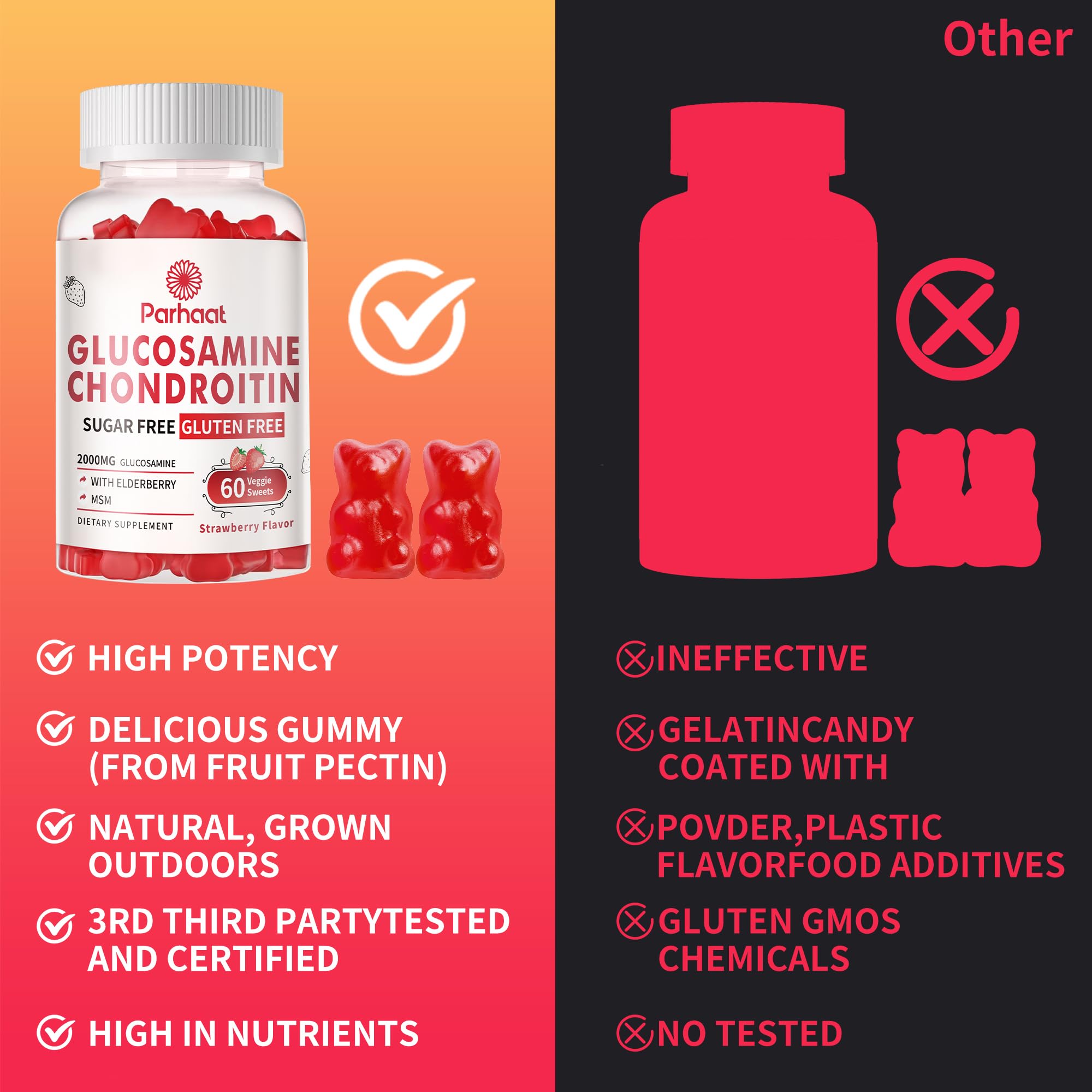 Parhaat Glucosamine Chondroitin Gummies elderberry flavor closeup