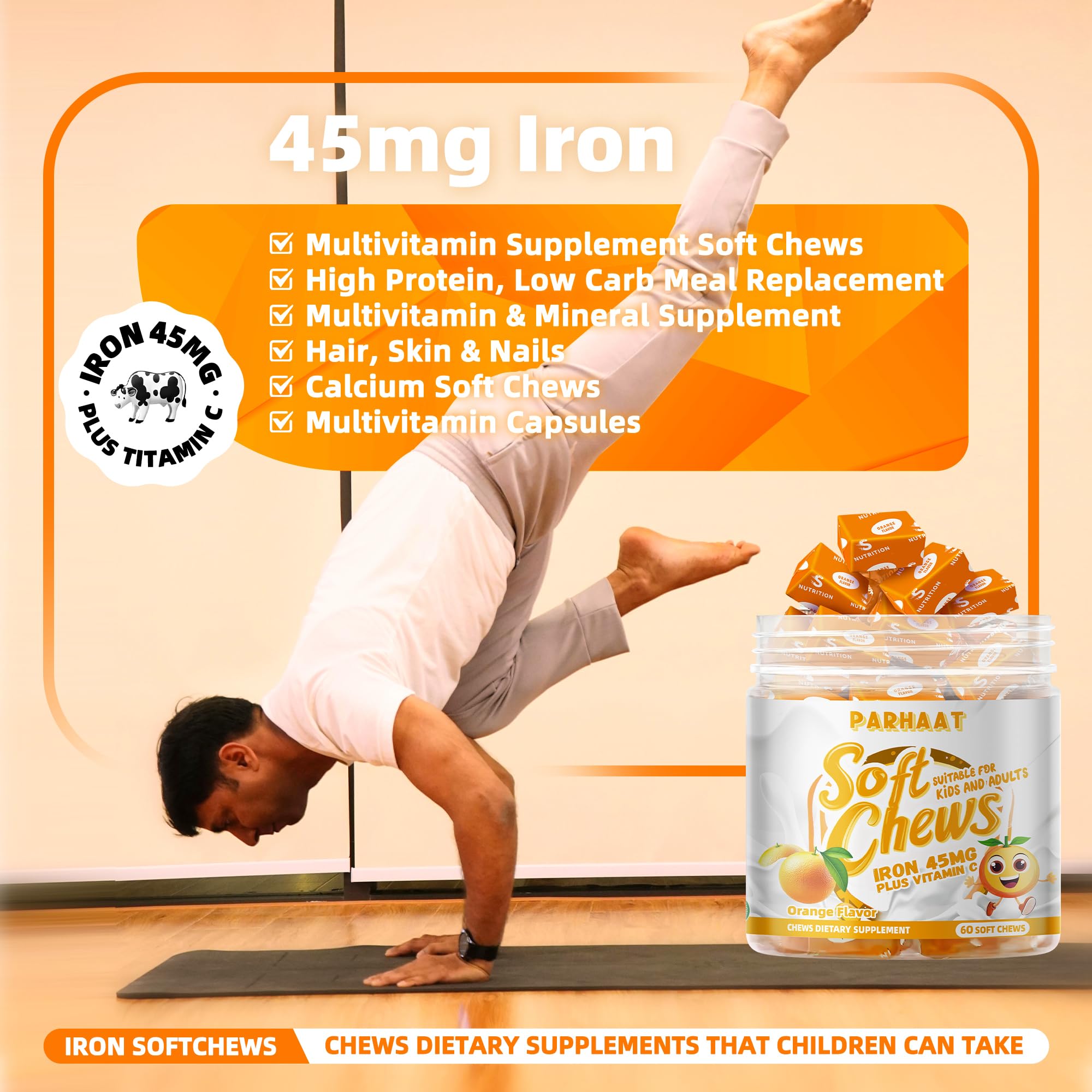 Parhaat Iron Soft Chews family-friendly pack for kids and adults.