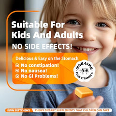 Parhaat Iron Soft Chews gluten-free label highlights allergy-friendly option.