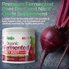Parker Naturals Organic Beet Powder packaging communicates gluten-free and non-GMO quality.