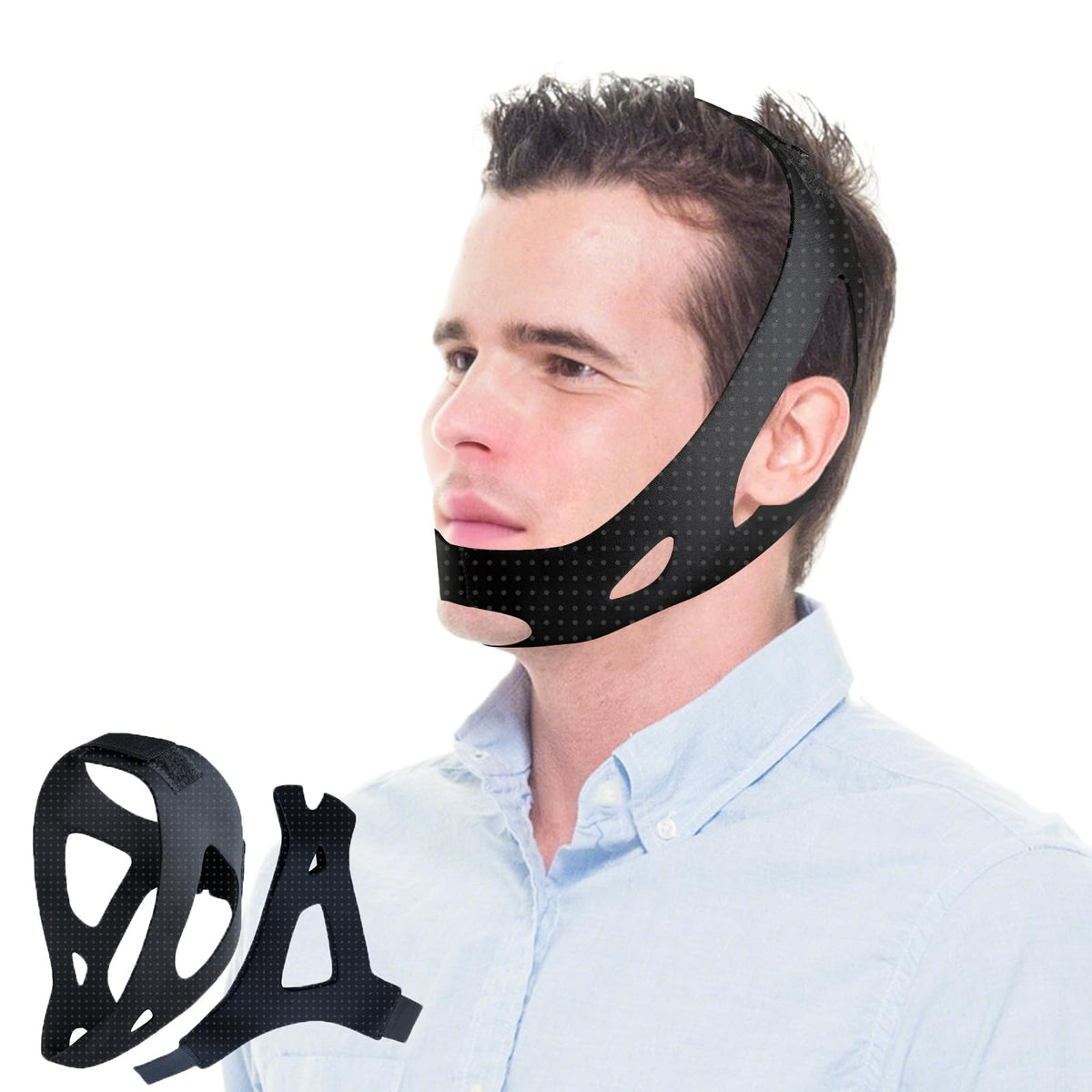 Parniho chin strap sleeping closeup with soft fabric for comfortable overnight wear.