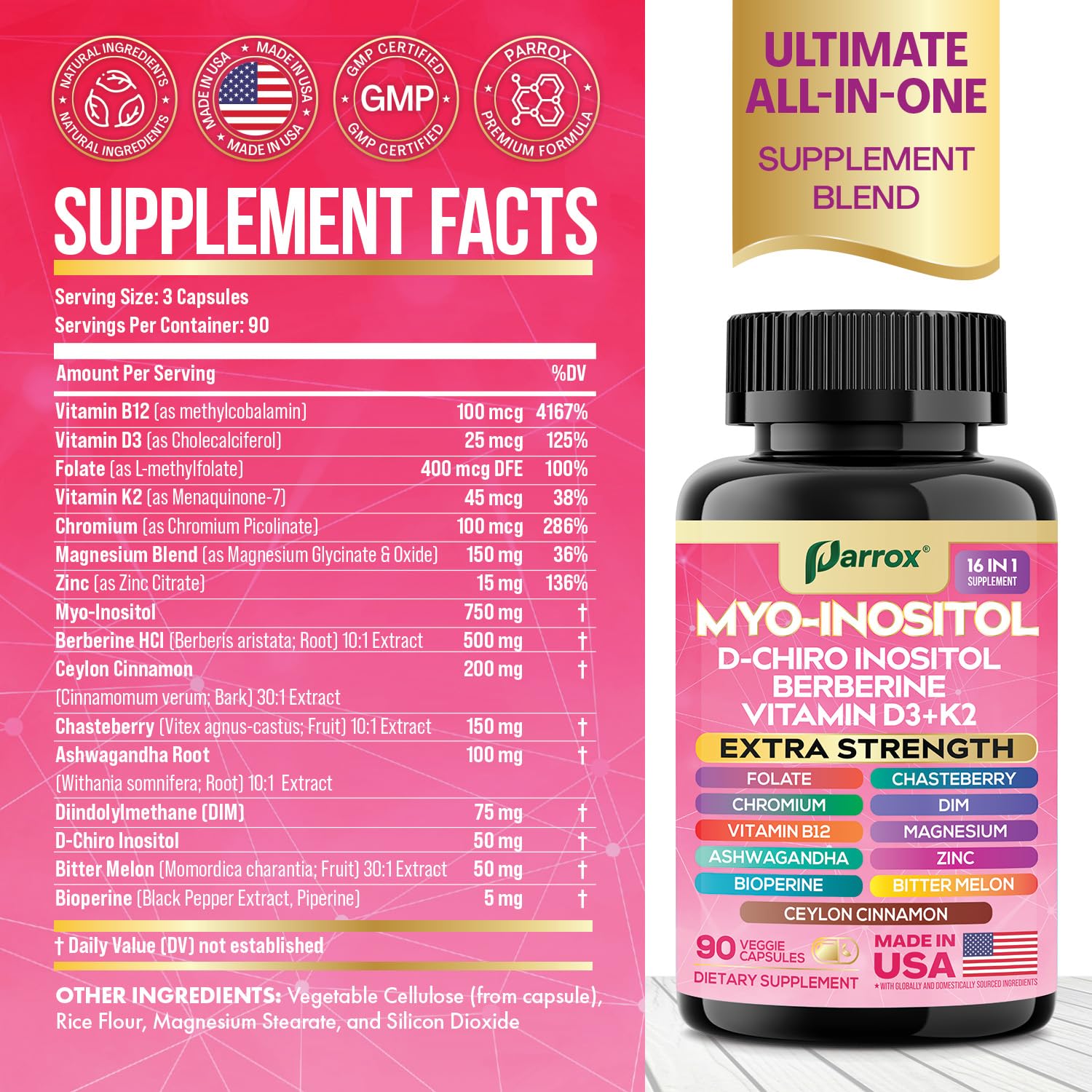 Parrox bottle cap close-up highlighting easy daily dosing