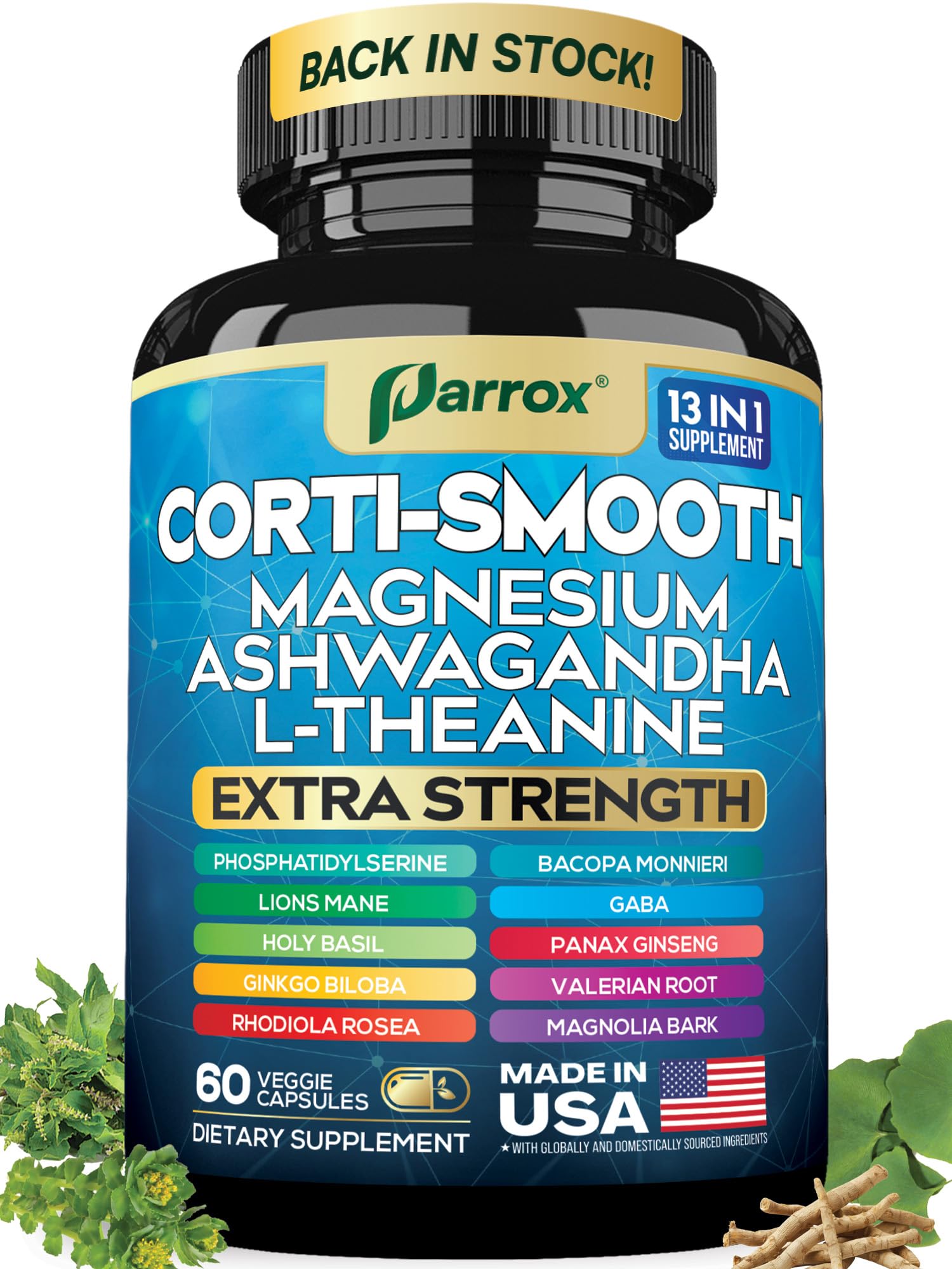 Parrox Corti-Smooth bottle front for daily cortisol balance