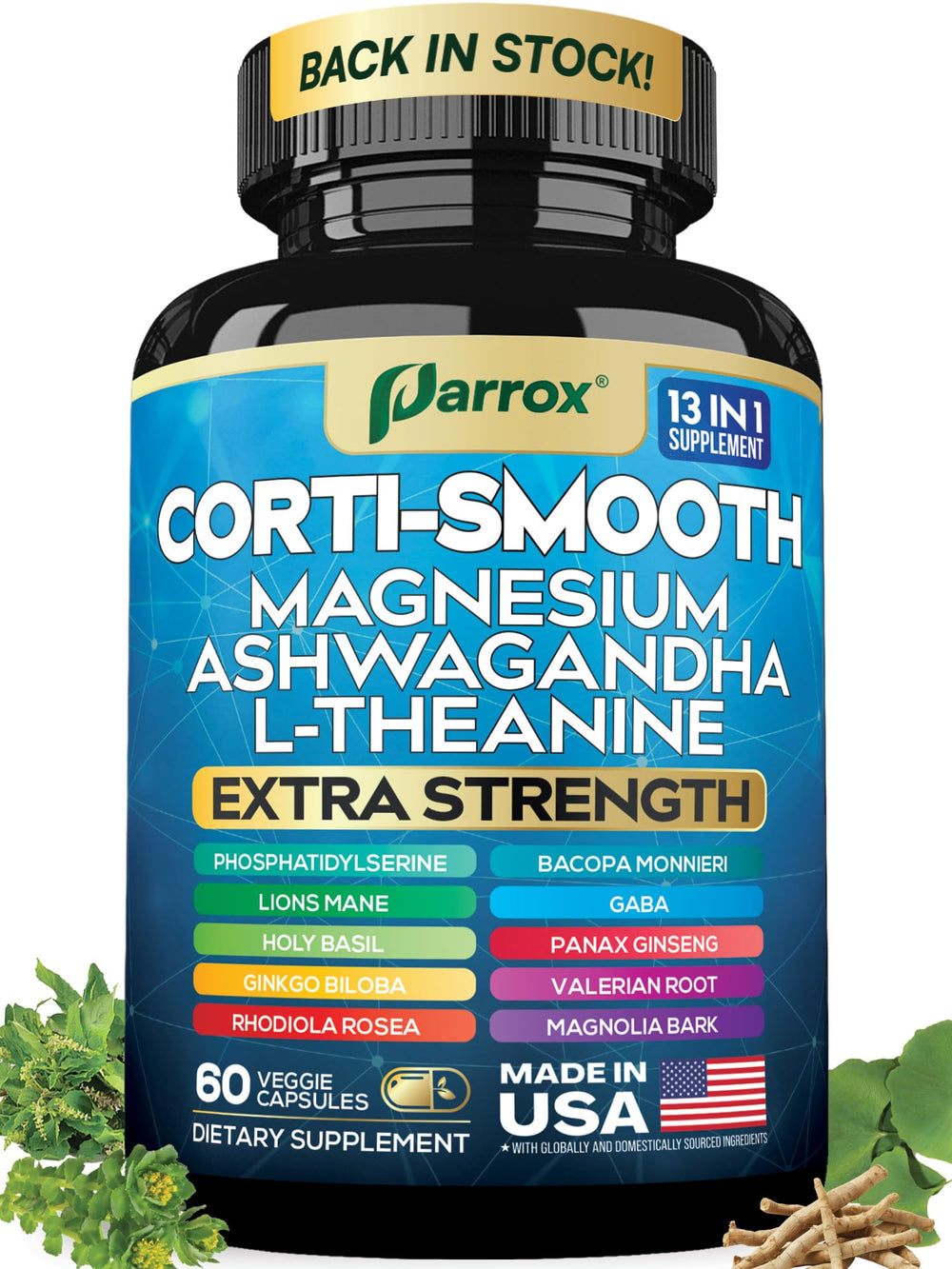 Parrox Corti-Smooth bottle front for daily cortisol balance