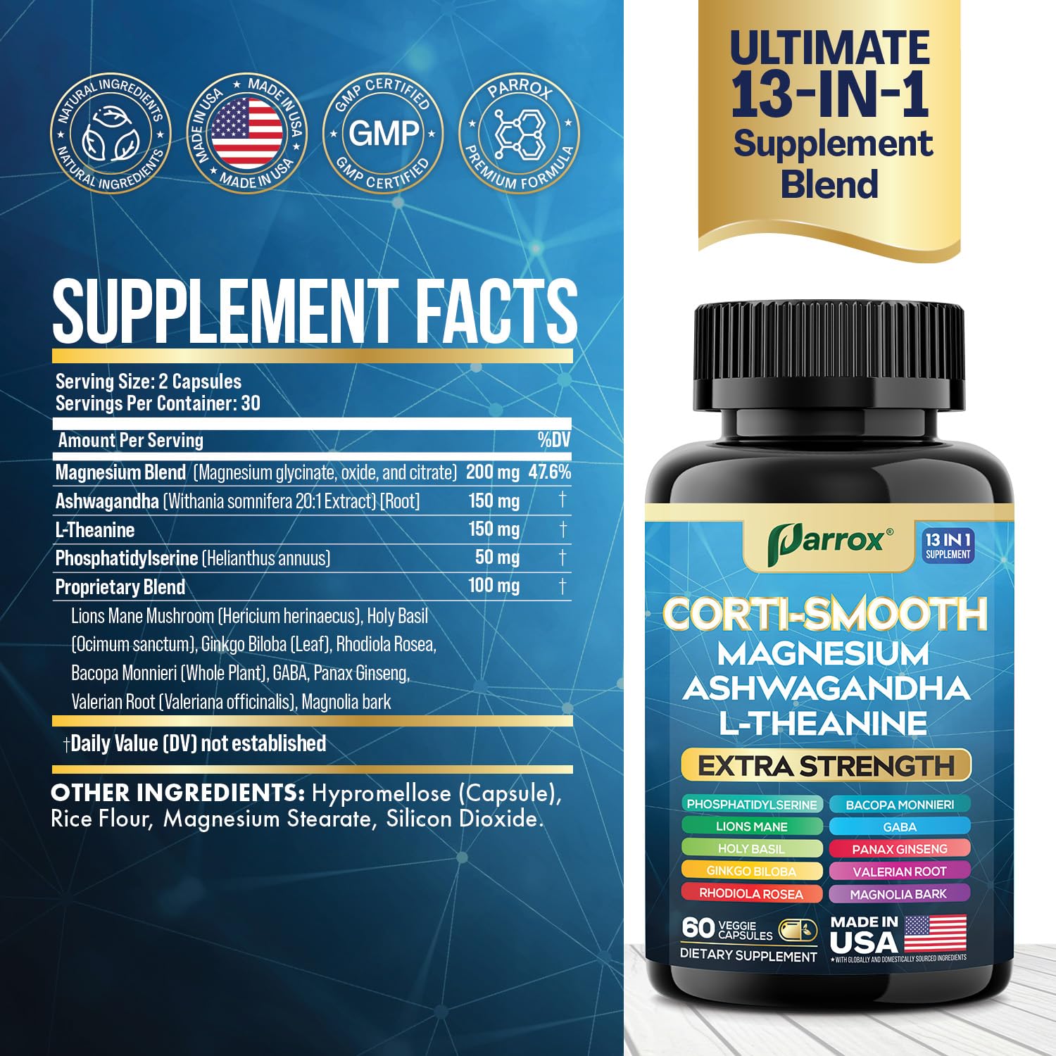 Parrox Corti-Smooth capsules close-up highlighting calm focus