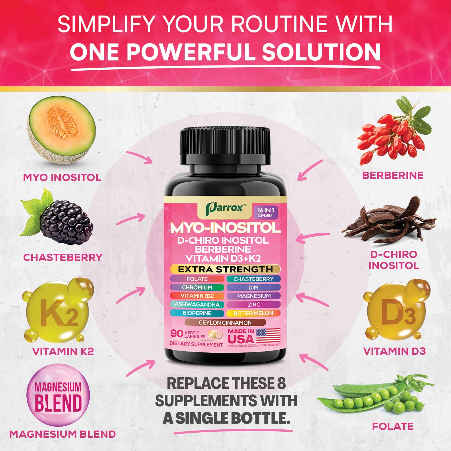 Parrox D3 and K2 close-up highlights absorption-focused vitamins