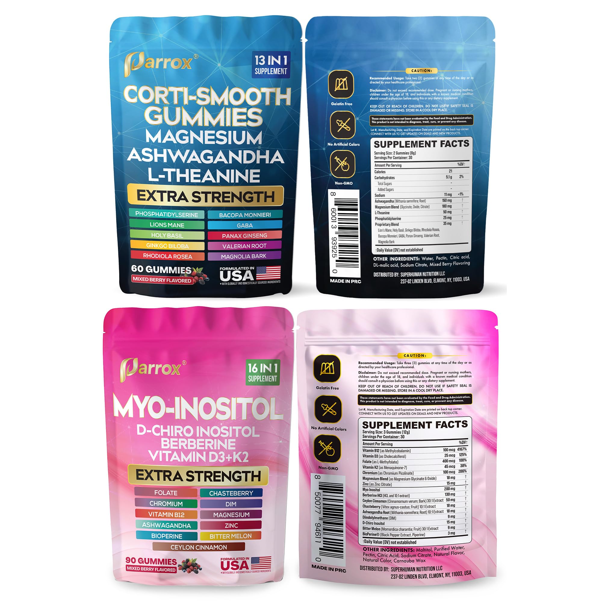 Parrox Soothe & Smooth scene highlights Ashwagandha and L-Theanine ingredients