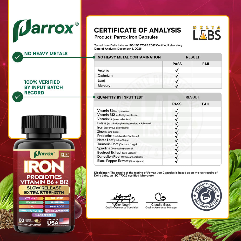 Parrox USA-made non-GMO purity seal on packaging
