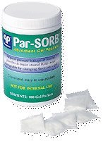 Par-Sorb Gel Packets jar with absorbent crystals for pouch liquid management