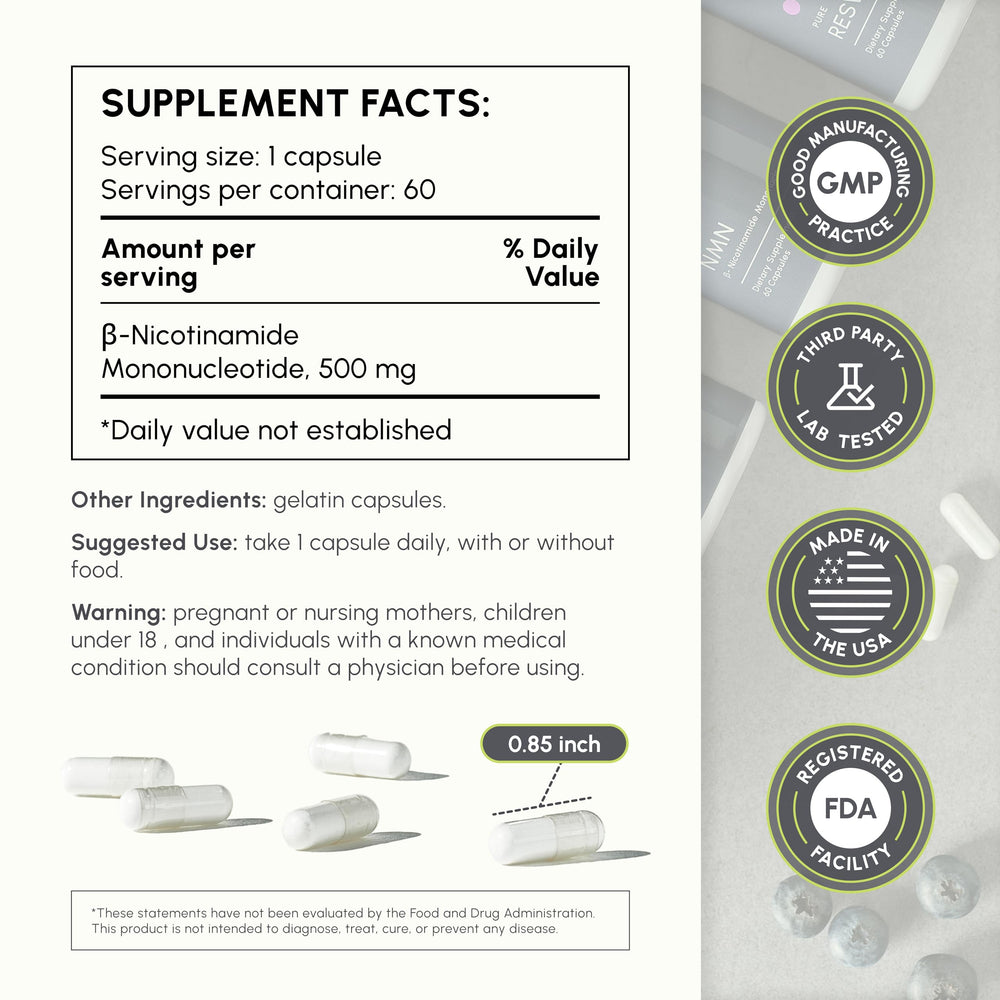 Close-up of PartiQlar NMN capsules showing uniform size for daily use.