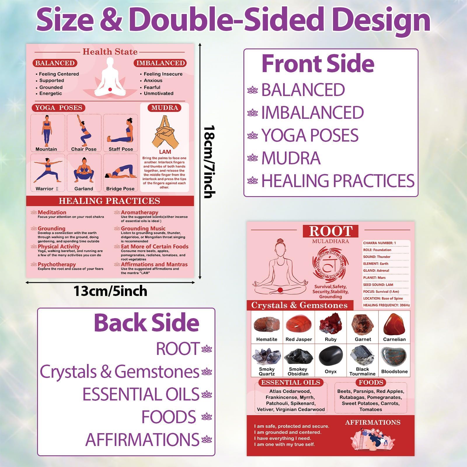 Party Greeting root chakra card close-up highlighting grounding focus for daily practice