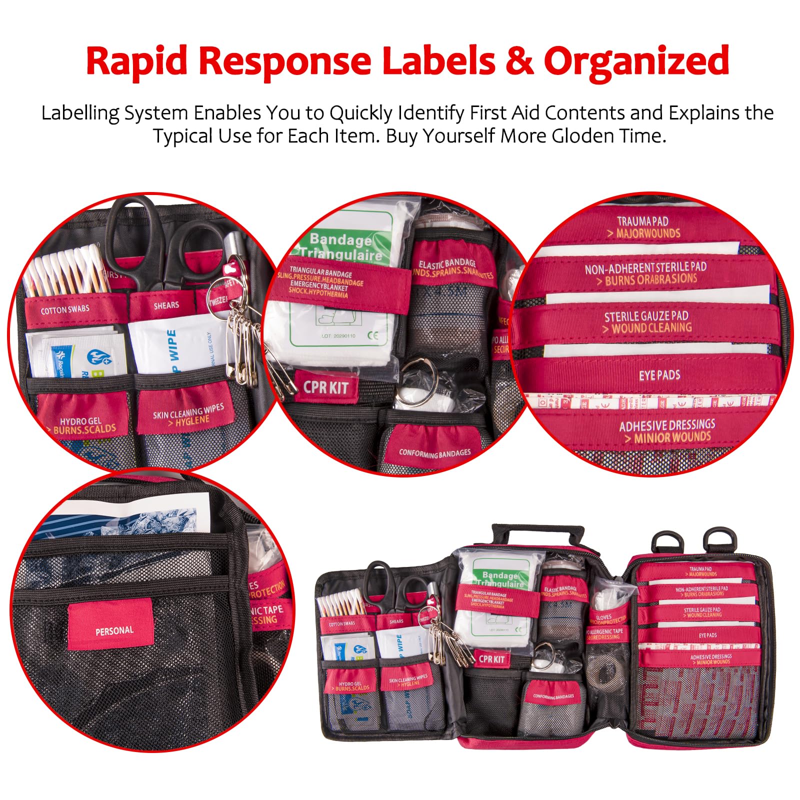 Pasenhome emergency kit with MOLLE system attached to a backpack for outdoor readiness.