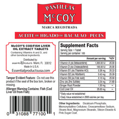 Pastillas McCoy back label with ingredients and directions