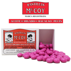Pastillas McCoy tablet close-up showing texture and size