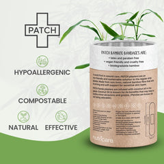 PATCH bamboo fiber bandages close-up demonstrating gentle adhesion on skin