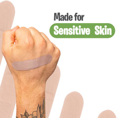 PATCH compostable bandages in garden context, eco-friendly wound care option.