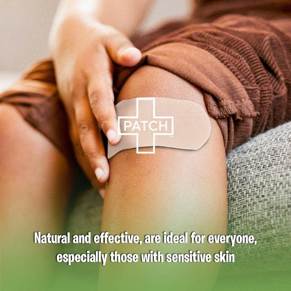 PATCH packaging highlighting latex-free and vegan-friendly materials for sensitive skin.