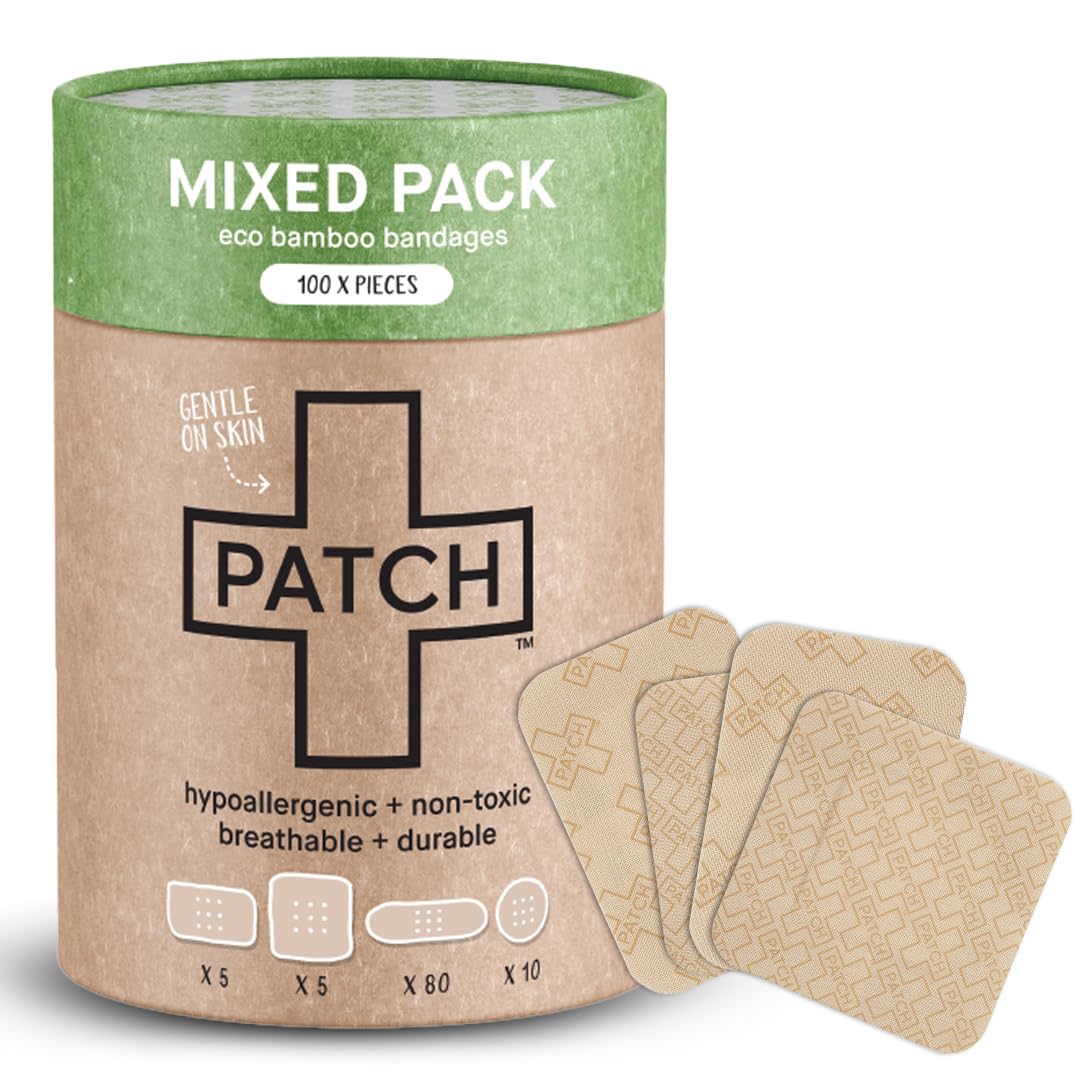 PATCH value pack bamboo bandages in mixed sizes for minor injuries