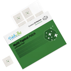 Patch Aid 8-hour wear patch on skin with all-day absorption.