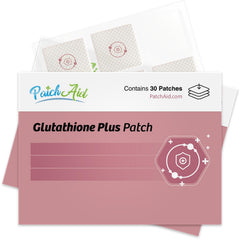 PatchAid Glutathione topical patch packaging shows a 30-day supply option for convenience
